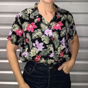 TROPICAL PRINT SHIRT vintage 1990's button down M L